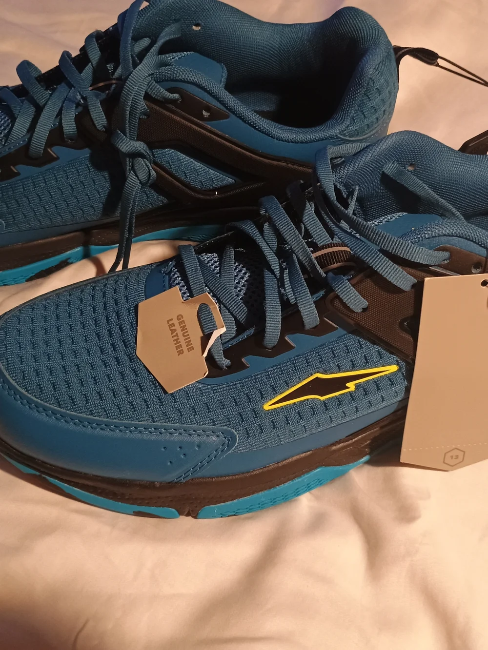Avia Men's Blue and Black Athletic Running Shoes with Yellow Accent